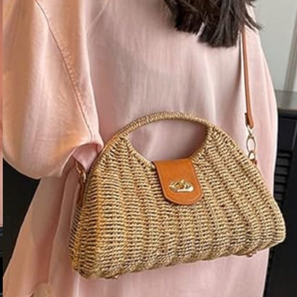 Straw Hand-woven Top-handle Crossbody Tote Bag - Picture 6 of 8
